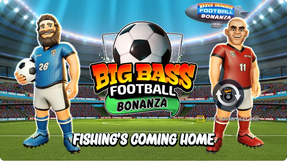 Big Bass Football Bonanza Intro-Bildschirm mit Fußballspielern Big Bass Football Bonanza Intro-Bildschirm mit Fußballspielern