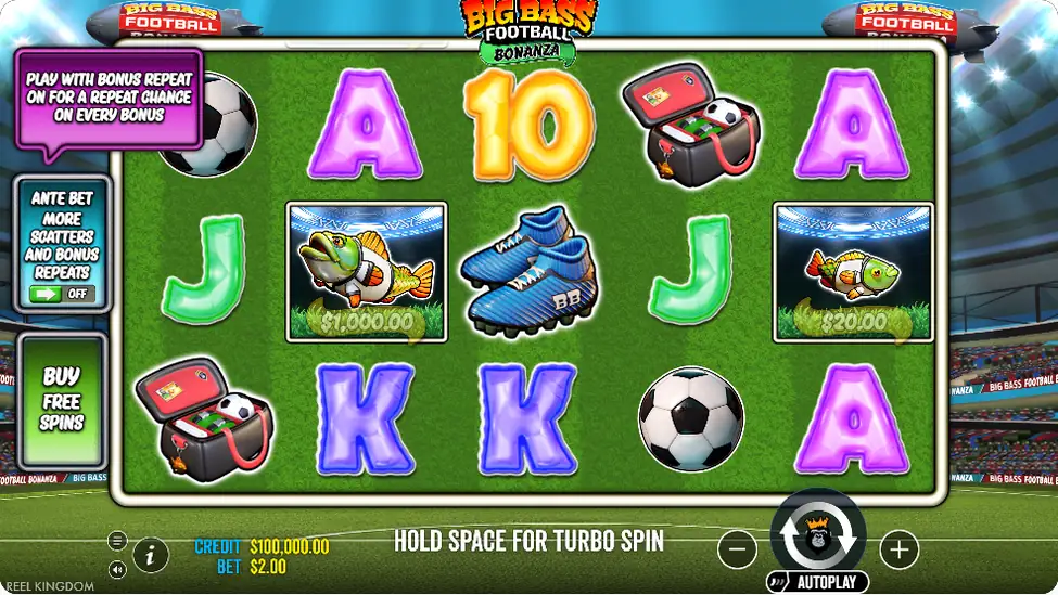 Big Bass Football Bonanza Walzen mit Buchstaben- und Fischer-Symbolen Big Bass Football Bonanza Walzen mit Buchstaben- und Fischer-Symbolen