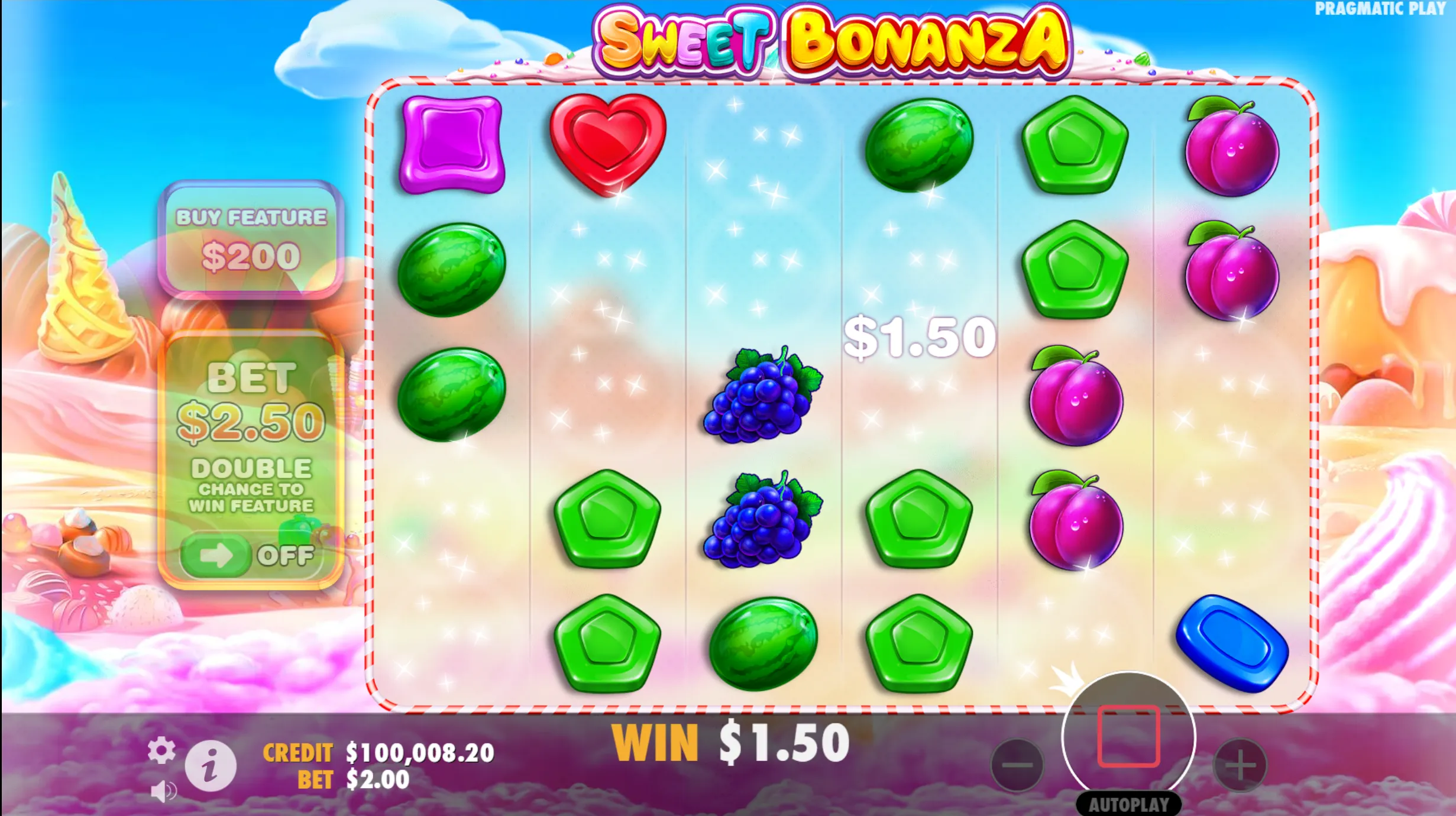 Kaskadegevinster Sweet Bonanza