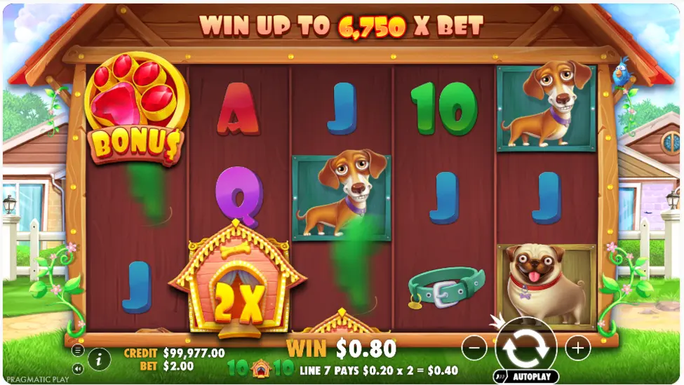 The Dog House win paid by a x2 wild multiplier The Dog House win paid by a x2 wild multiplier